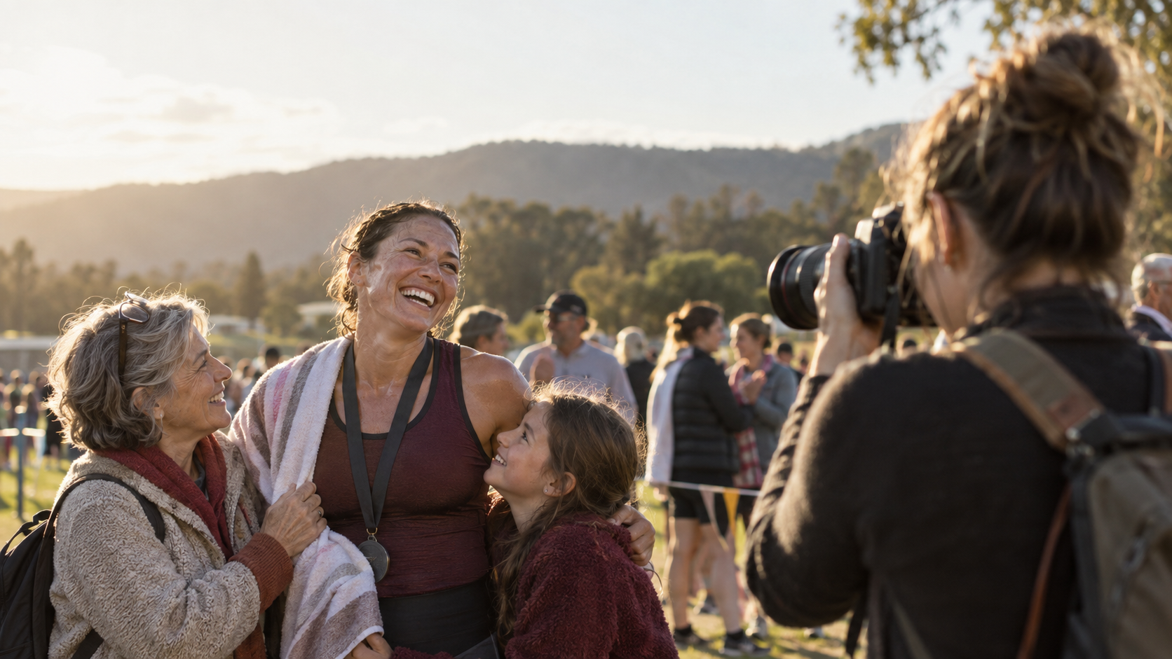 A photographer preserving a joyful moment at an inclusive community sporting event